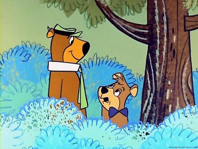 Cartoon bear dog woods tree free wallpaper - medium preview image