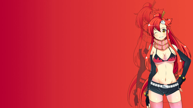Woman red hair black jacket #2 free wallpaper - medium preview image