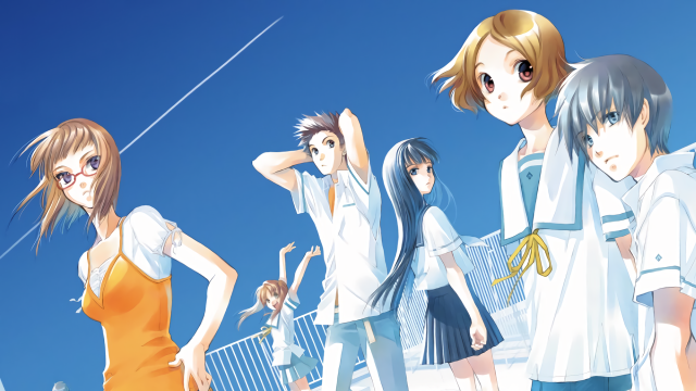 Anime girls bridge sky background free wallpaper - medium preview image