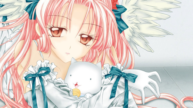 Girl pink hair white bunny free wallpaper - medium preview image