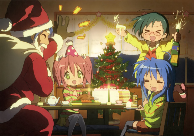 Group people table christmas tree free wallpaper - medium preview image
