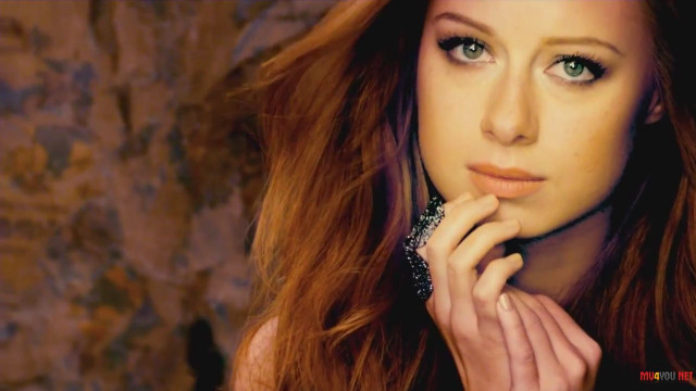 Woman red hair posing hands free wallpaper - medium preview image