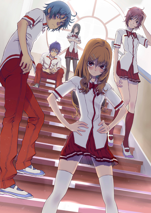 Anime characters stairs hands on free wallpaper - medium preview image