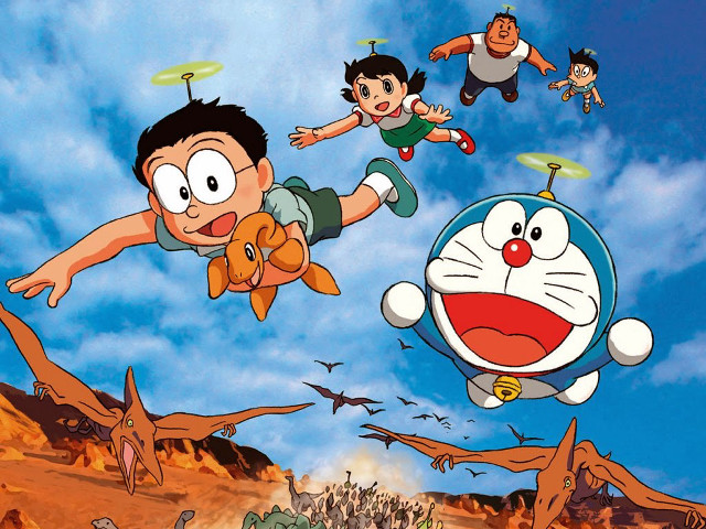 Cartoon character flying background characters free wallpaper - medium preview image