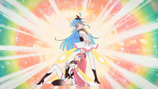 Anime couple hugging colorful background #4 free wallpaper for desktop - medium preview image