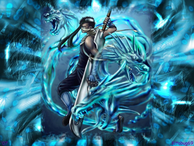 Man sword dragon demon blue free wallpaper - medium preview image
