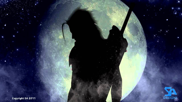 Man holding staff full moon free wallpaper - medium preview image