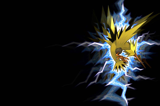 Yellow bird black background lightning free wallpaper - medium preview image