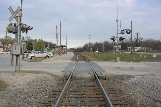 Traintrack car stoplight day sky free wallpaper - medium preview image