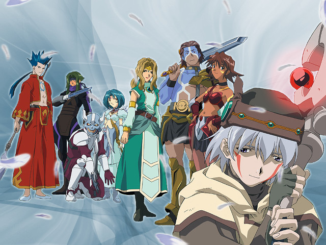 Anime characters blue background bubbles free wallpaper - medium preview image