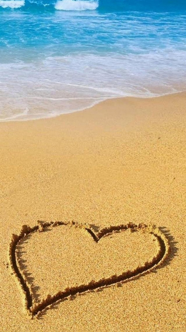 Heart sand beach waves boat free wallpaper - medium preview image