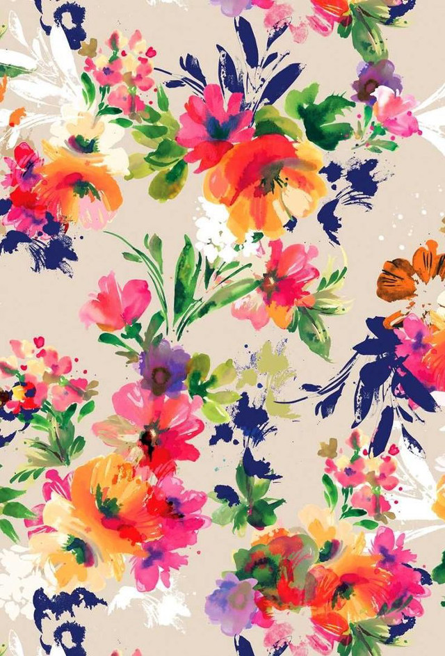 Floral pattern colorful flowers white free wallpaper - medium preview image