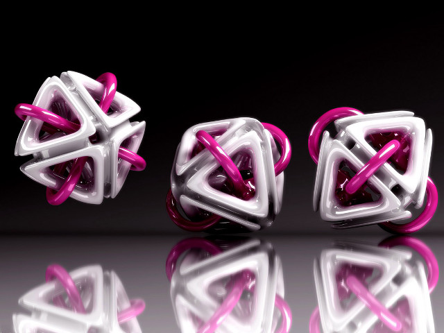 Three colored objects reflective surface #2 free wallpaper - medium preview image