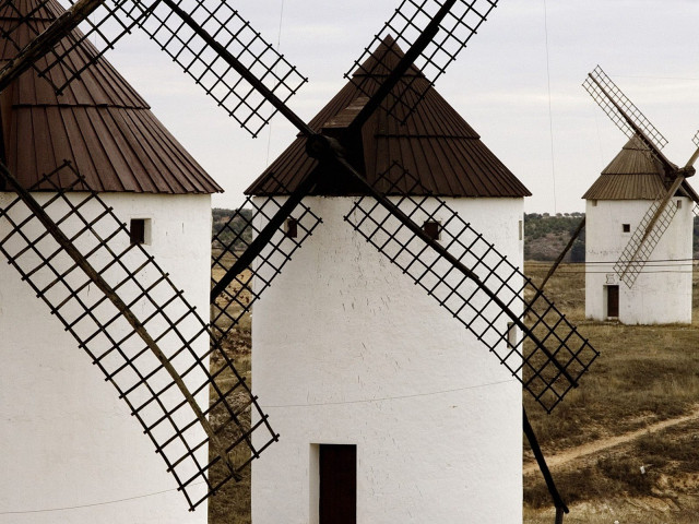 Windmills field cloudy day people #2 free wallpaper - medium preview image