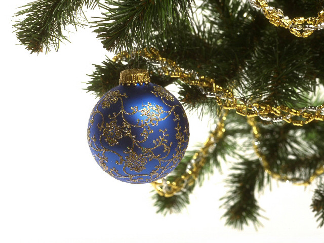 Blue ornament tree branch gold free wallpaper - medium preview image