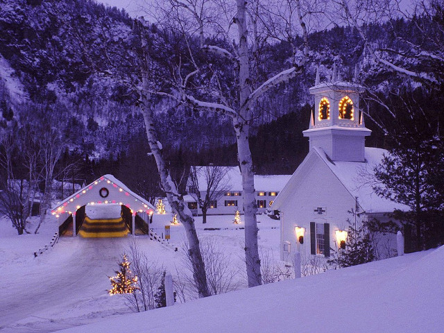 White church bell tower snow #3 free wallpaper - medium preview image