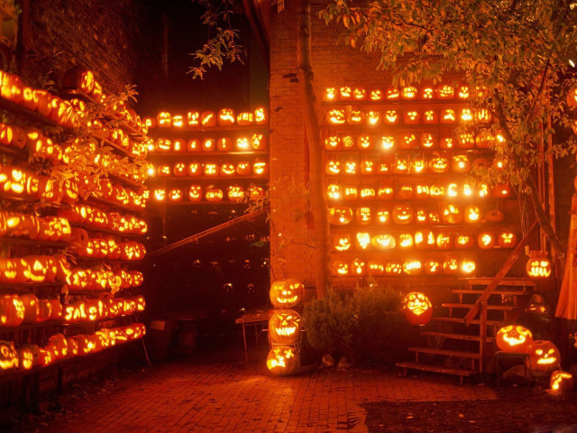 Lit up pumpkins in the #2 free wallpaper - medium preview image