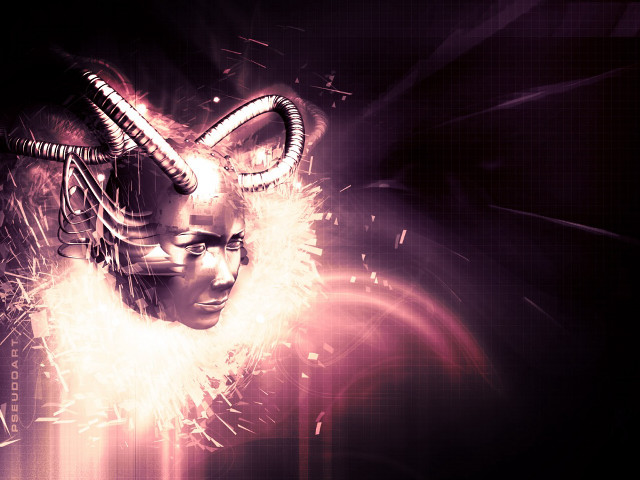 Horned woman sparks afrofuturism cybernetic free wallpaper - medium preview image