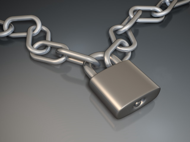 Silver chain padlock gray surface free wallpaper - medium preview image
