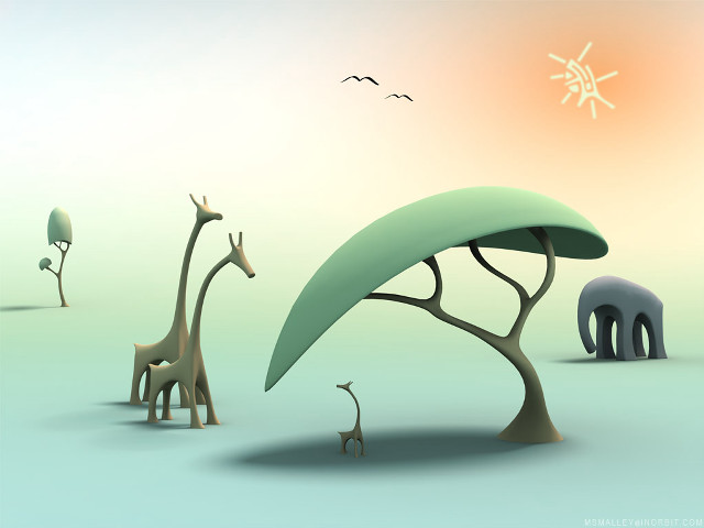 Giraffes desert tree elephant background free wallpaper - medium preview image