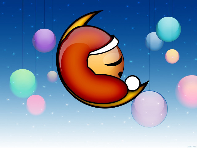 Sleeping cartoon moon bubbles stars free wallpaper - medium preview image