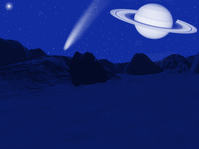 Distant planet star mountain night free wallpaper - medium preview image