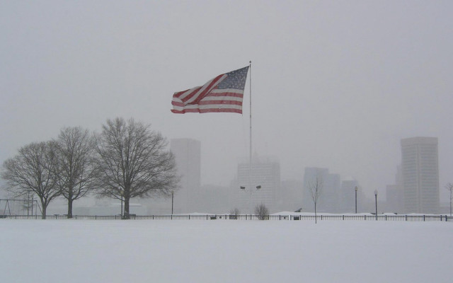 Flag wind snowy park city free wallpaper - medium preview image