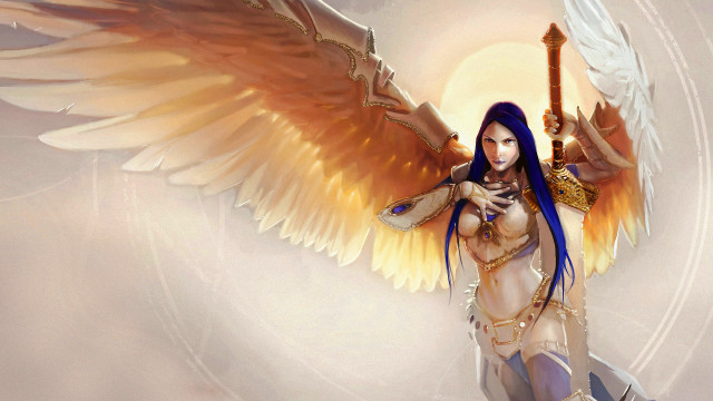 Woman sword wings body sword free wallpaper - medium preview image