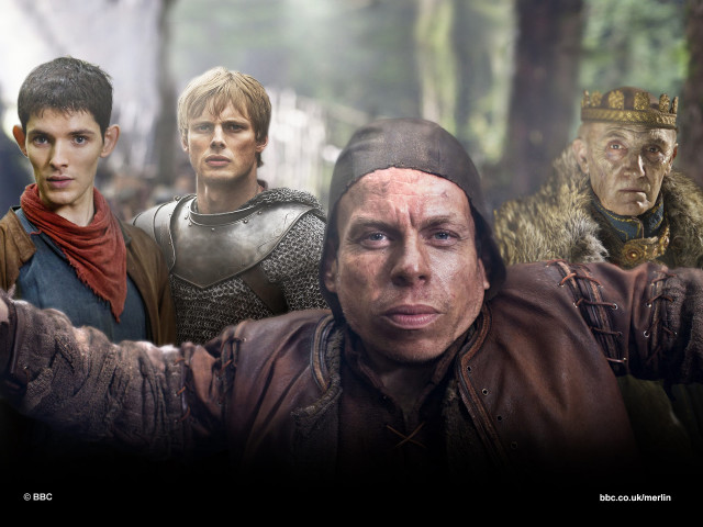 Medieval costume group forest trees free wallpaper - medium preview image