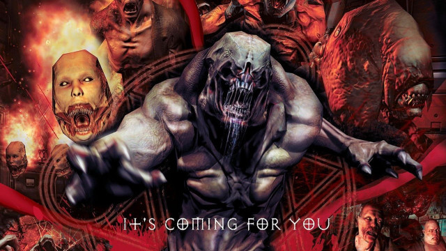 Demonic creature poster surrounded by free wallpaper - medium preview image
