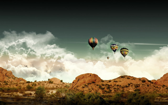 Hot air balloons mountain sky #2 free wallpaper - medium preview image