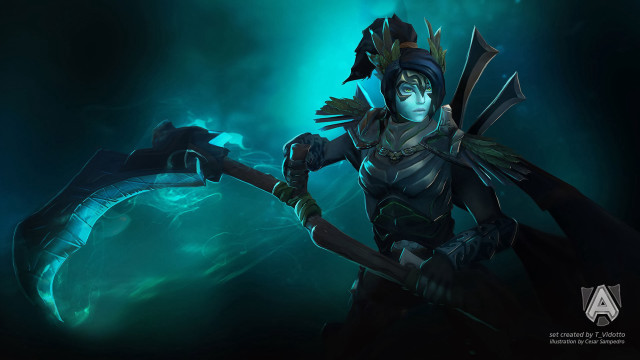 Woman costume stick sword green free wallpaper - medium preview image