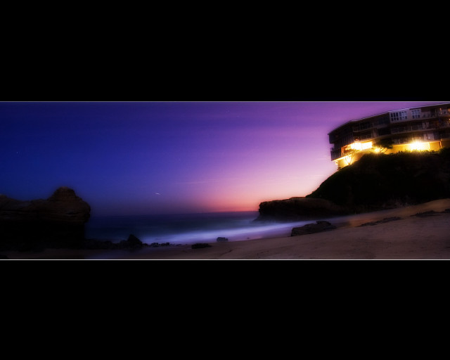 Building hill ocean night lights #2 free wallpaper - medium preview image