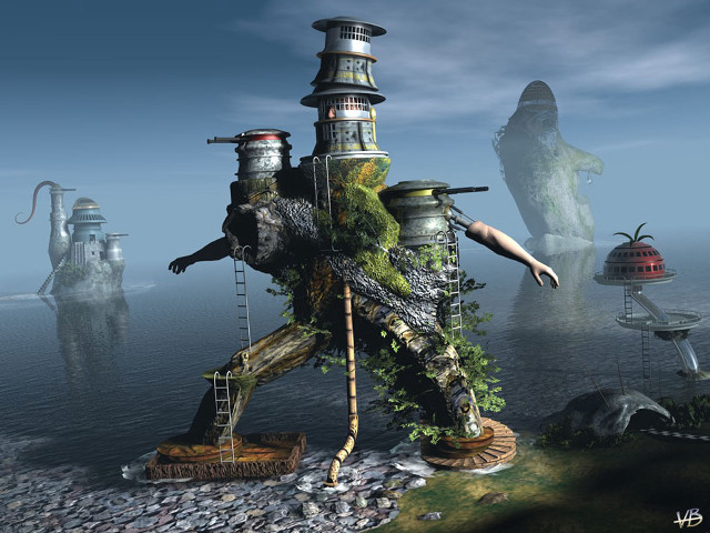 Giant head man ladder to free wallpaper - medium preview image