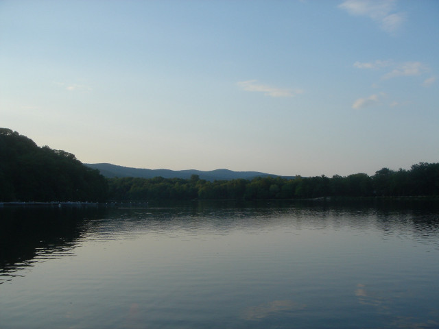 Lake mountain trees blue sky free wallpaper - medium preview image