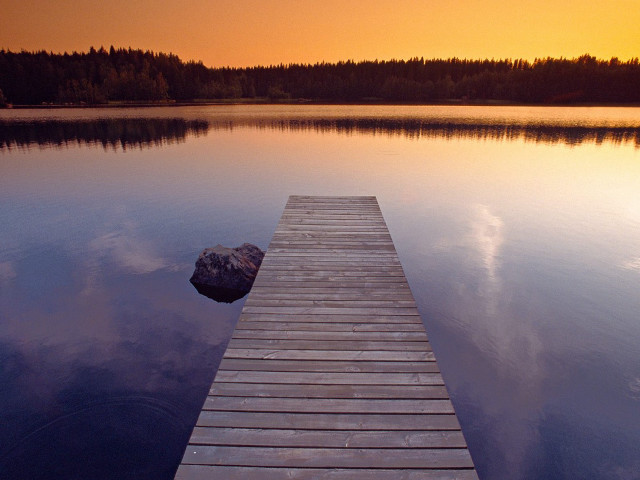 Dock lake sunset dawn clouds free wallpaper for desktop - medium preview image