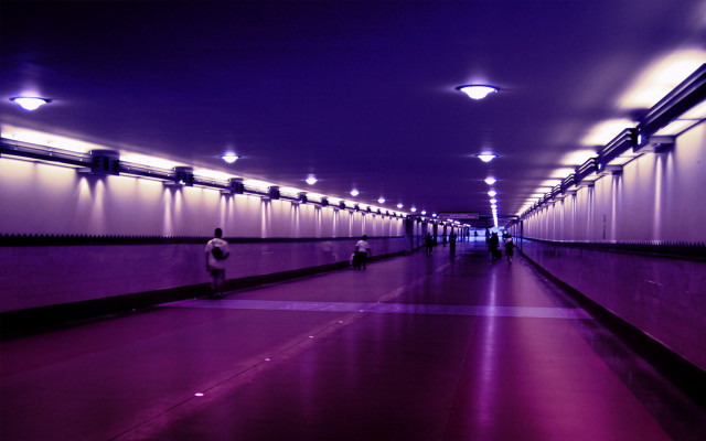 Long hallway person walking distance free wallpaper - medium preview image