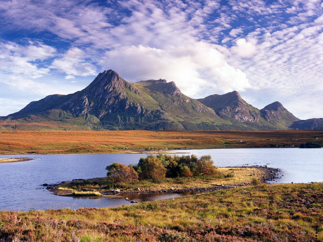 Mountain lake grassy trees sky #3 free wallpaper - medium preview image