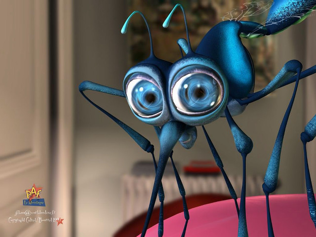 Blue cartoon character big eyes free wallpaper - medium preview image