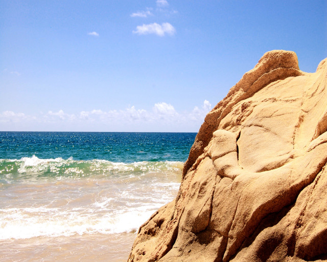 Rock formation beach wave blue free wallpaper - medium preview image