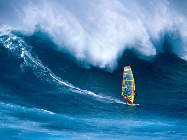 Person riding surfboard wave ocean #5 free wallpaper - medium preview image