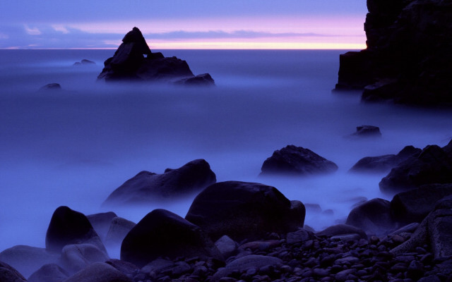Rocky beach purple sky clouds #2 free wallpaper - medium preview image