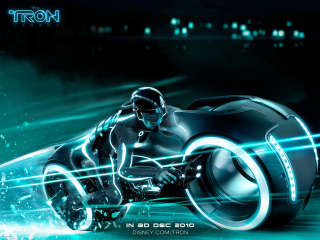 Futuristic motorcycle man riding back free wallpaper - medium preview image