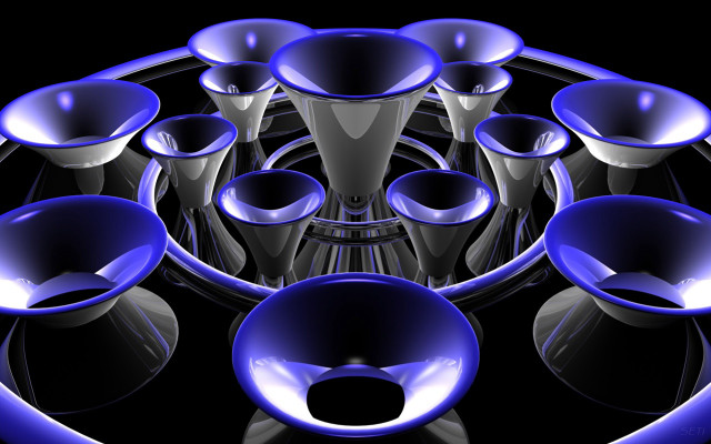 Blue objects circle lights black free wallpaper - medium preview image
