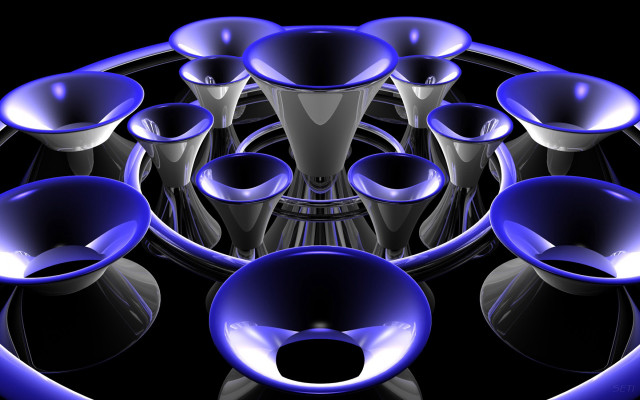 Blue objects circle lights black #2 free wallpaper - medium preview image