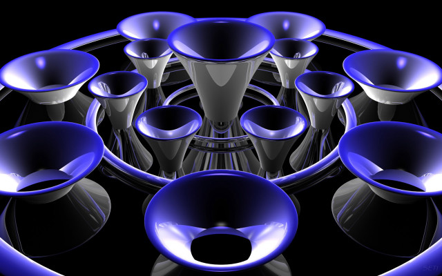 Blue objects circle lights black #4 free wallpaper - medium preview image
