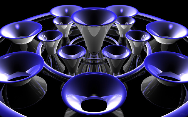 Blue objects circle lights black #3 free wallpaper - medium preview image