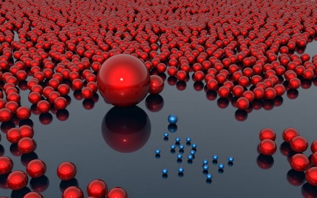 Blue balls black surface reflection free wallpaper - medium preview image