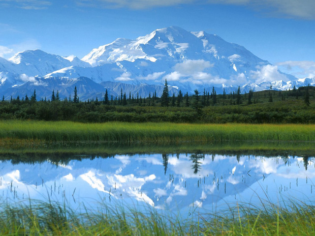 Mountain lake forest clouds sky free wallpaper - medium preview image