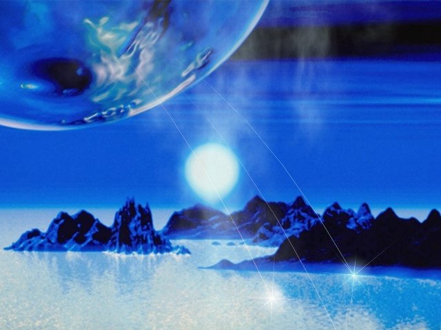 Blue sky bubble moon ocean free wallpaper for desktop - medium preview image